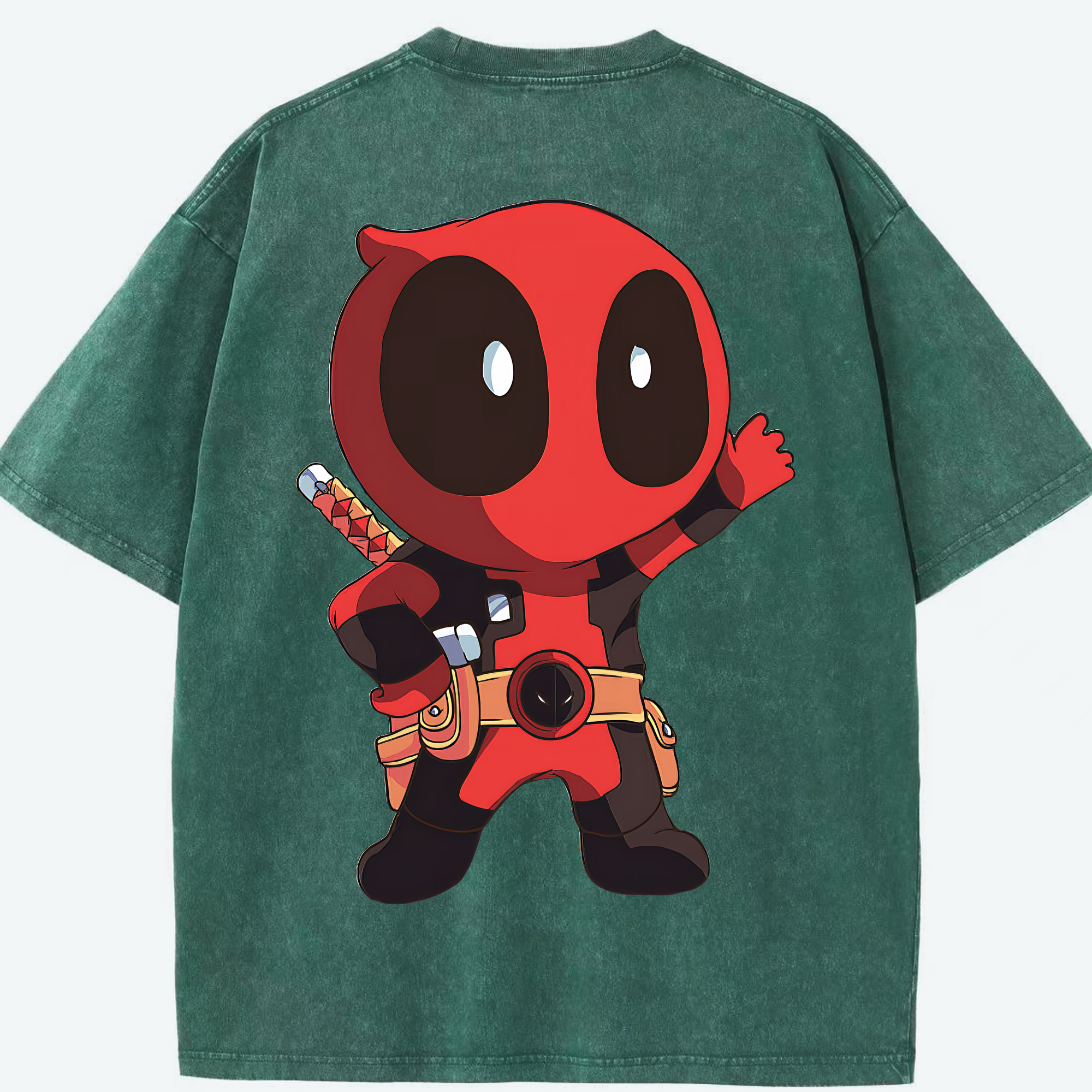 （画像用） Deadpool デッドプール 綿100% ヴィンテージ風 半袖Tシャツ（背面プリント）